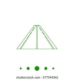 Road Outline Vector Icon. Contour Line Green Pictogram On White Background. Illustration Symbol