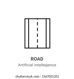 Road outline vector icon. Thin line black road icon, flat vector simple element illustration from editable artificial intelligence concept isolated on white background