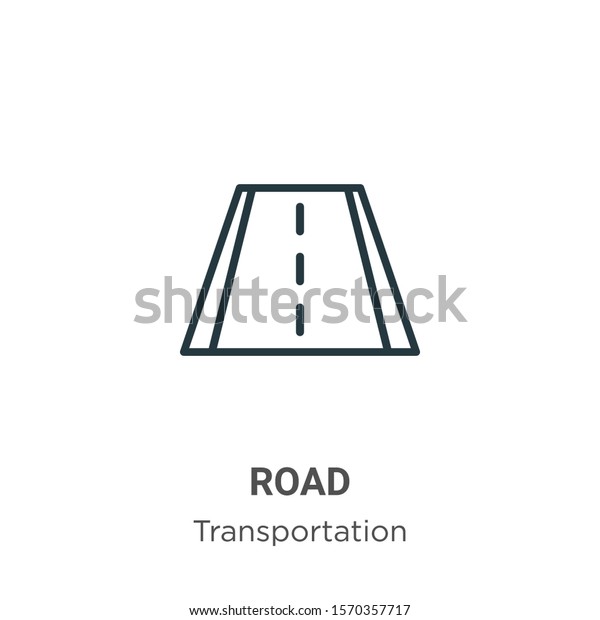 Road outline vector icon. Thin line\
black road icon, flat vector simple element illustration from\
editable transportation concept isolated on white\
background
