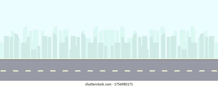 Die Straße außerhalb der Stadt. Vektorgrafik, flaches Cartoon-Design, eps10.