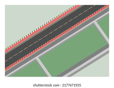 Road over embankment in isometric view. Simple flat illustration