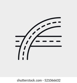 Road Overpass Minimalistic Flat Line Circle Solid Stroke Icon Pictogram Symbol