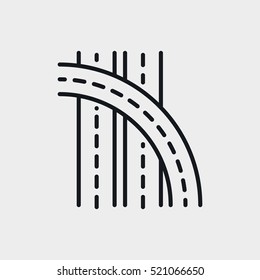 Road Overpass Minimalistic Flat Line Circle Solid Stroke Icon Pictogram Symbol