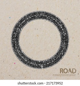 road paper craft stick on white background