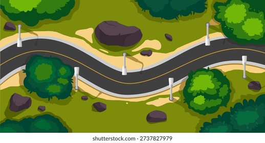 Road in the park. Vector illustration of a road in the park.