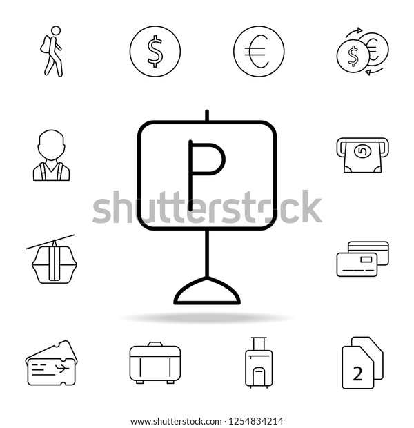 road\
parking sign icon. Element of simple icon for websites, web design,\
mobile app, info graphics. Thin line icon for website design and\
development, app development on white\
background