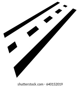 Road part in perspective. Multilane road symbol, road icon
