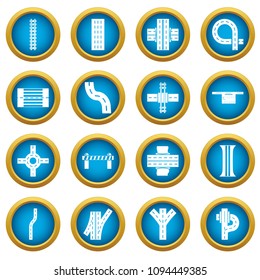 Road parts constructor icons set. Simple illustration of 16 road parts constructor module vector icons for web