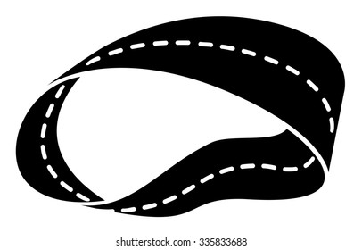 The road passing along Mobius strip, white and black vector image