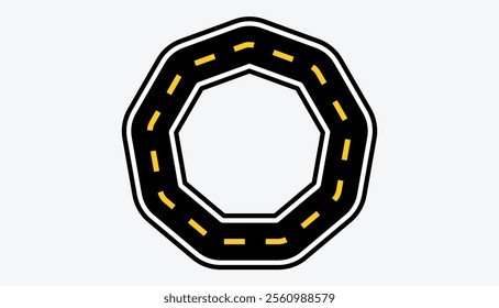 Road path with different bends. The road connects the cities. Vector illustration