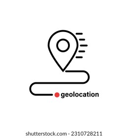 road path like thin line map geolocation icon. flat outline simple abstract mapping logotype brand graphic ui design isolated on white. concept of show or check transport route or find the right place