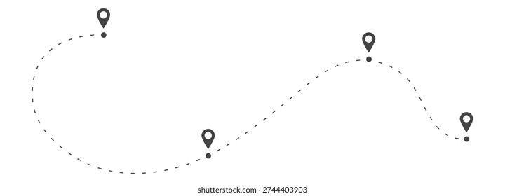 Road path map layout with location marks