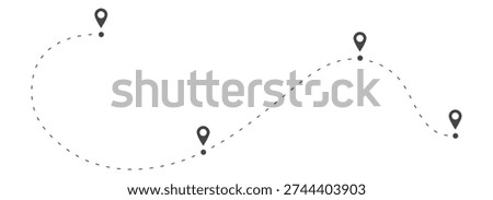Road path map layout with location marks