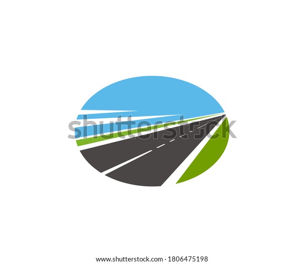 Road pathway and highway icons, vector
path route drives, vector sign. Road construction, transport travel
and repair service company, road highway with marking lane, safety
transportation