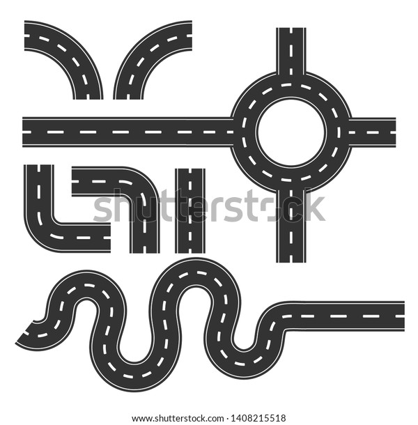 Road Pattern Set Curve Mapping Travel Stock Vector (Royalty Free ...