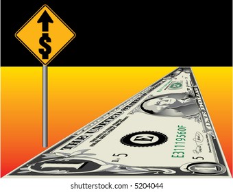 A road paved with a giant dollar bill