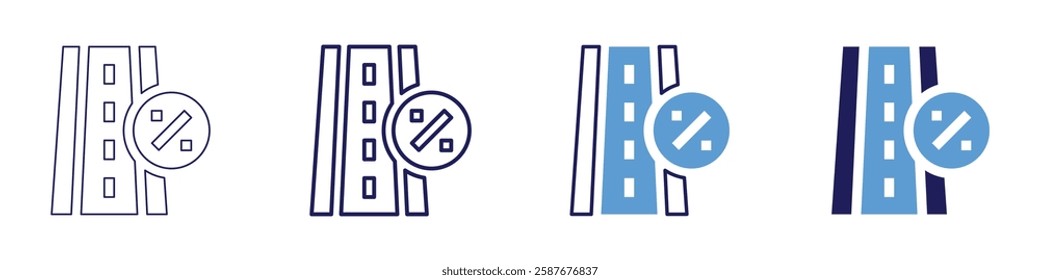 Road pavement icon in 4 different styles. Thin Line, Line, Bold Line, Duotone. Duotone style. Editable stroke.