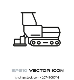 Road paver flat line icon vector