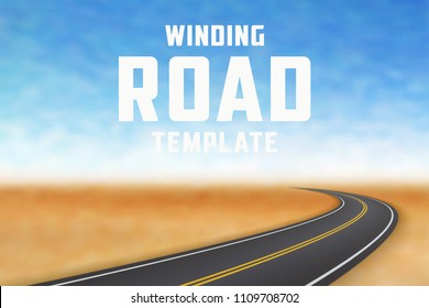 Road in perspective. Highway landscape template. Vector illustration.