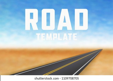 Road in perspective. Highway landscape template. Vector illustration.
