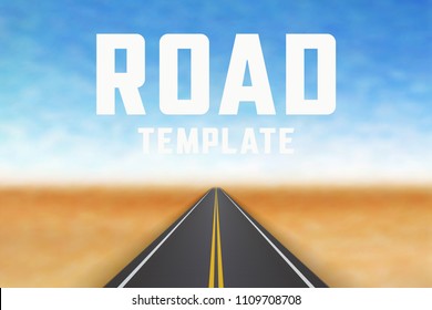 Road in perspective. Highway landscape template. Vector illustration.