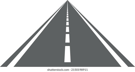 Road In Perspective. Straight Forward Way. Asphalt Highway