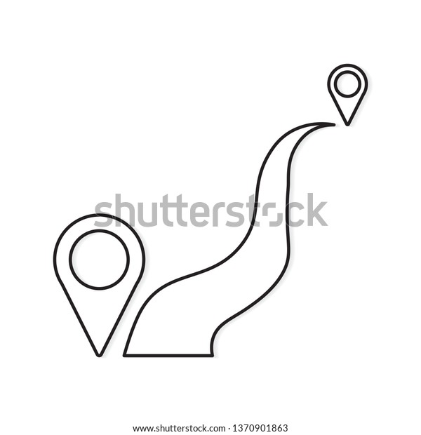 road with pin
pointer icon- vector
illustration