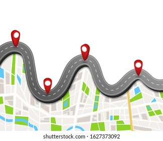 Road and pin pointer infographic design on map background. Business infographic map