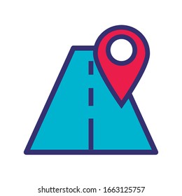 road with pin pointer location line and fill style icon vector illustration design