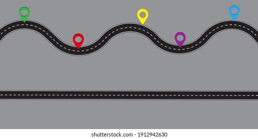 road with pins. Vector design template. Business concept. Timeline map. Stock image. EPS 10.