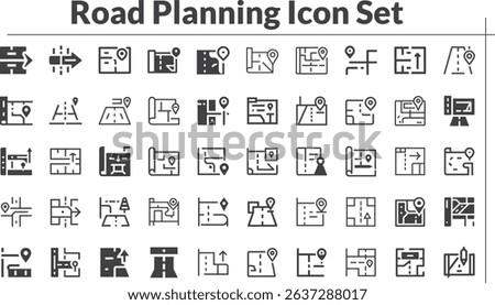 Road Planning Icon Set, Creative vector, web and print Icon Design.eps