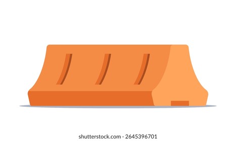 Barreira de plástico para estradas. Equipamento para separar as faixas de circulação dos veículos e proteger as zonas vulneráveis. Barreira de trânsito temporária.
