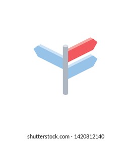Road pointer arrows. Premium quality. Vector 3d isometric color icon new flat style. Creative illustration, idea for infographics.