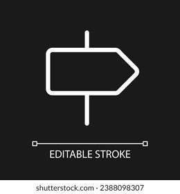 Road pointer pixel perfect white linear ui icon for dark theme. Direction. GPS navigation. Vector line pictogram. Isolated user interface symbol for night mode. Editable stroke. Arial font used