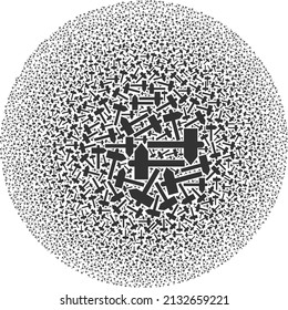 Road pointer symbols are composed into round group. Road pointer icon spheric mosaic. Abstraction round cluster mosaic organized from road pointer items.