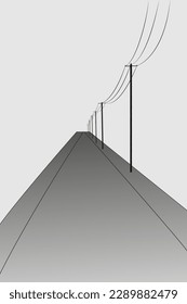 road with power line. Vector graphics