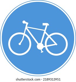 Road prescriptive sign. Bike path sign. Blue circle. Vector image.