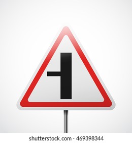 Road priority sign. Junction secondary road vector illustration.