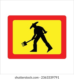 road project work signs icon vector illustration logo design