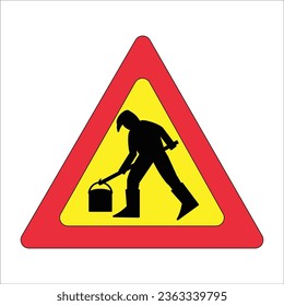 road project work signs icon vector illustration logo design