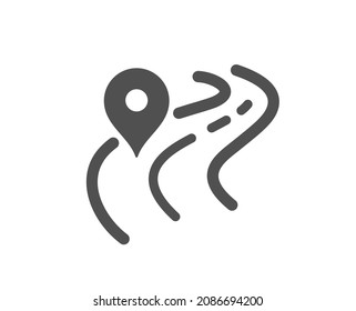 Icono de calidad de carretera. Signo de camino de viaje. Símbolo gps de ruta de la autopista. Clásico estilo plano. Elemento de diseño de calidad. Icono de ruta simple. Vector
