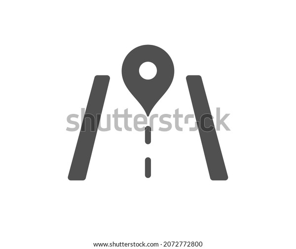 Road quality icon. Journey path sign. Highway\
route gps symbol. Classic flat style. Quality design element.\
Simple road icon. Vector