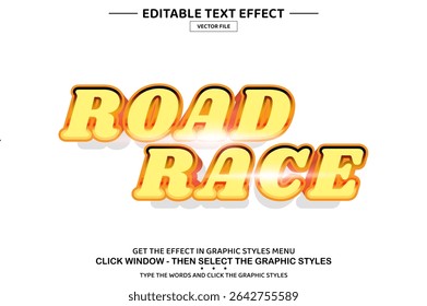 Carrera de carretera 3D editable efecto de texto Plantilla