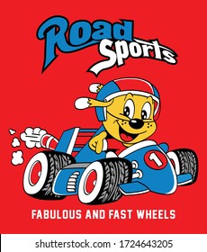 road racer. champion. kids graphic tees vector illustration design and other uses