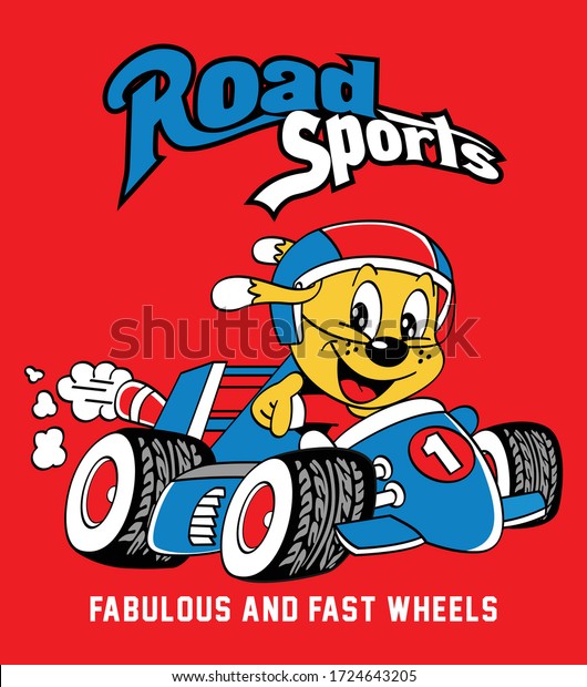 road racer. champion. kids graphic tees vector\
illustration design and other\
uses