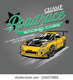 Road Racing cars t shirt design boys vector car illustration