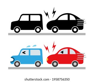 Road rage. Cartoon style vector illustration. A set of color illustrations and silhouettes.