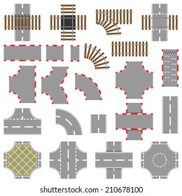 Road, rail and race track vector elements 