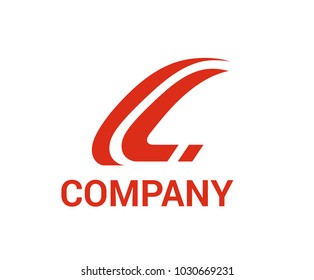 road with red color for racing logo design illustration idea concept shape like letter c