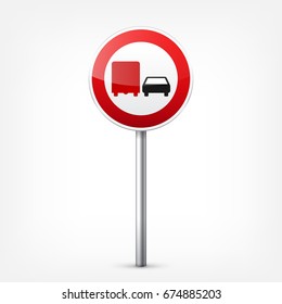 Road red signs collection isolated on white background. Road traffic control.Lane usage.Stop and yield. Regulatory signs. Curves and turns.